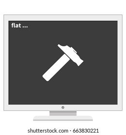 Flat web icon. Hammer illustration.