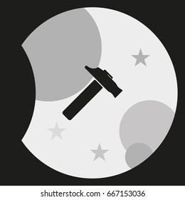 Flat web icon. Hammer illustration.