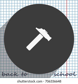 Flat web icon. Hammer illustration.