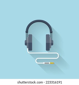 Flat web icon. Headphones.