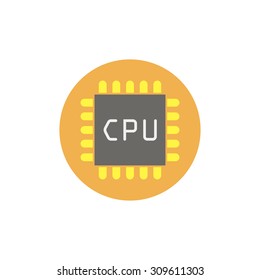 Flat web icon of microchip 