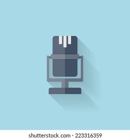 Flat web icon. Microphone.