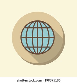flat web icon. retro color circle icon. globe symbol