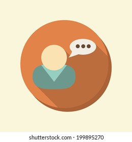 flat web icon. retro color circle icon. character avatar dialogue
