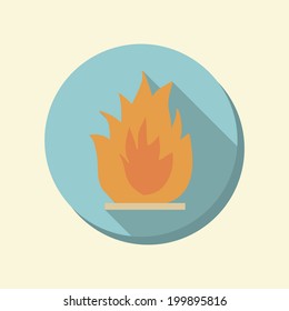 flat web icon. retro color circle icon. fire sign