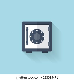 Flat web icon. Safe bank deposit.