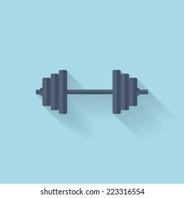 Flat web icon. Steel weight dumbbell