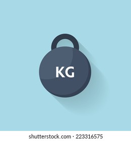 Flat web icon. Steel weight dumbbell