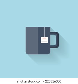 Flat web icon. Tea cup