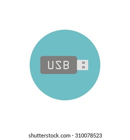 Flat web icon of usb stick 