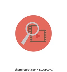 Flat web icon of video search 