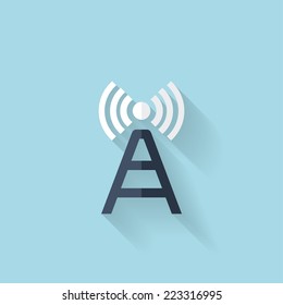 Flat web icon. Wireless router
