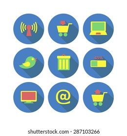 flat web icon's color set with long shadows