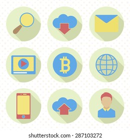 flat web icon's color set with long shadows