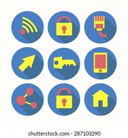 flat web icon's color set with long shadows