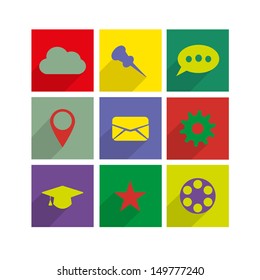 Flat web icons with long shadows