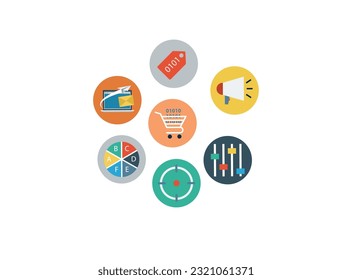  Flat web icons - SEO and development, creative process, business and finance, office and business, security and protection,.Set of flat design icons for Business, SEO and Social media marketing