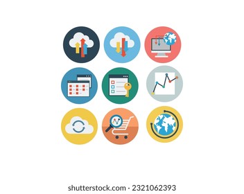  Flat web icons - SEO and development, creative process, business and finance, office and business, security and protection,.Set of flat design icons for Business, SEO and Social media marketing