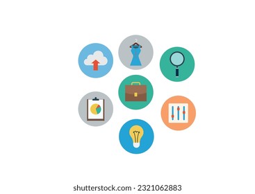  Flat web icons - SEO and development, creative process, business and finance, office and business, security and protection,.Set of flat design icons for Business, SEO and Social media marketing