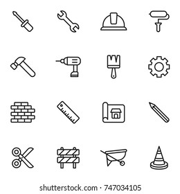 Flat web icons set - building, construction and home repair tools