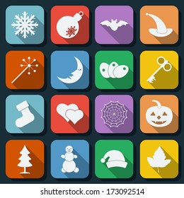 Flat web icons vector set 19