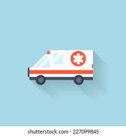 Flat web internet icon. Ambulance car.