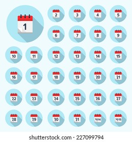Flat web internet icon. Calendar set.
