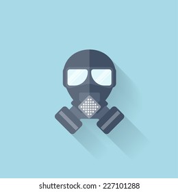 Flat web internet icon. Gas mask.