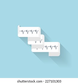 Flat web internet icon. Medical cardiogram.