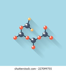 Flat web internet icon. Molecule, chemical atomic model.