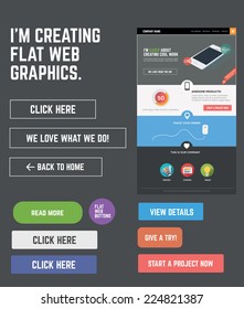 Flat web kit for designing web pages
