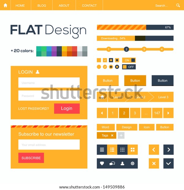 Flat Web Mobile Design Elements Buttons Stock Vector Royalty Free