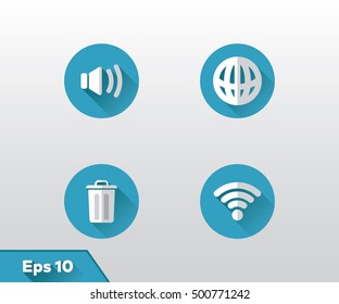 Flat Web and Mobile Element blue and White 
