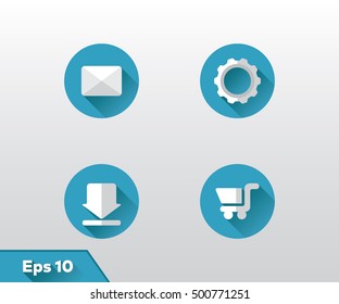 Flat Web and Mobile Element blue and White 