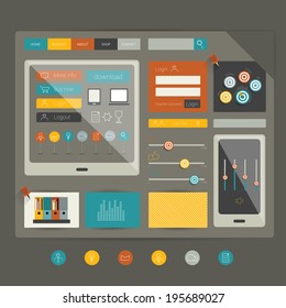 Flat web page elements. Vector components.