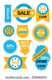 Flat Web sale labels. vector
