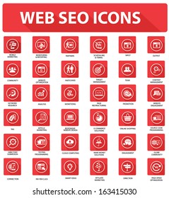 Flat Web Seo Icons,Red version,vector