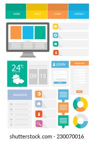 flat web user interface element set. vector