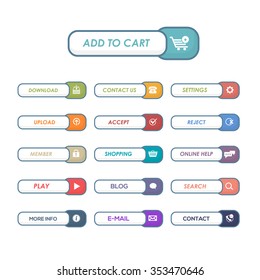 Flat Website Buttons Set Design