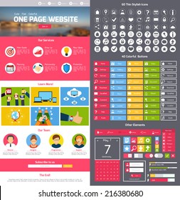 Flat website design template with menu icons and navigation layout elements vector illustration