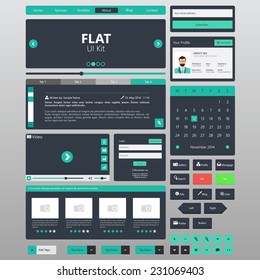 Flat Website elements, Ui kits. Vector illustration