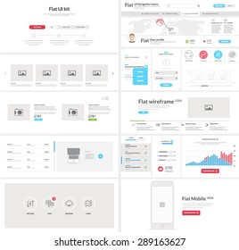 Flat website, mobile UI kit for business templates