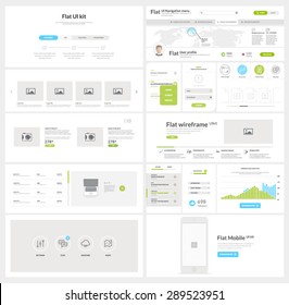 Flat website, mobile UI kit for business templates