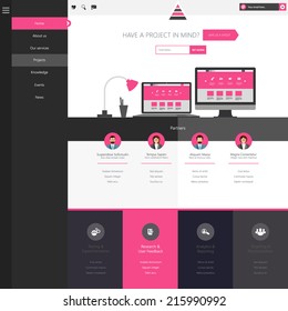 Flat Website Template (Homepage, Portfolio, About, Contact) 