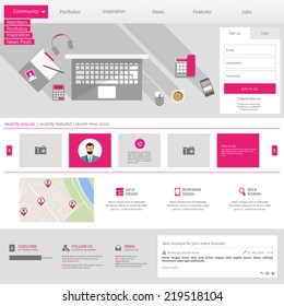 Flat Website Template (Homepage, Portfolio, About, Contact)