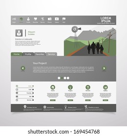 flat website Template with flat landscape