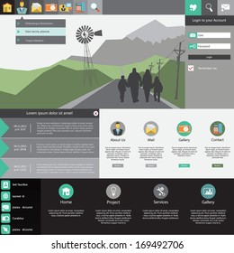 flat website Template with flat landscape
