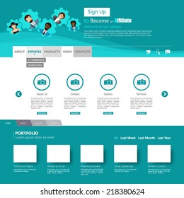 Flat Website Template Vector Design 