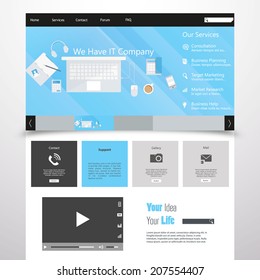 Flat Website Template  Vector Eps 10