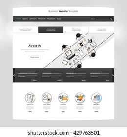 Flat Website Template Vector Eps10, Modern Web Design with UI elements. Ideal for Business layout